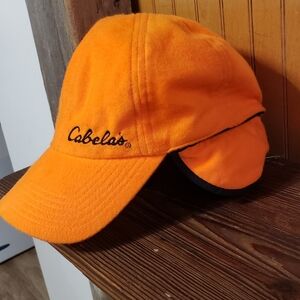 Cabelas Gortex Orange Hunting Cap With Ear Flaps And Insulated Interior Small